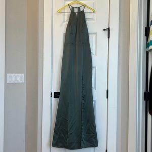 Amsale Nia dress in Olive Satin